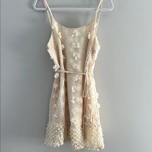 Elegant Beige Floral Dress